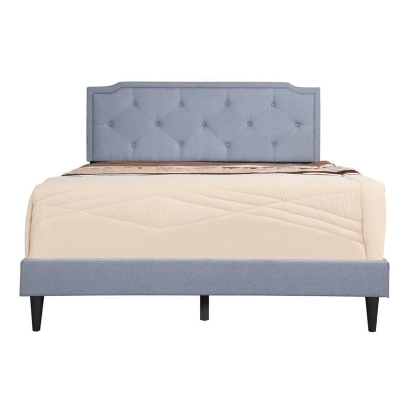 Glory Furniture Deb Fabric Upholstered Full Bed in Blue