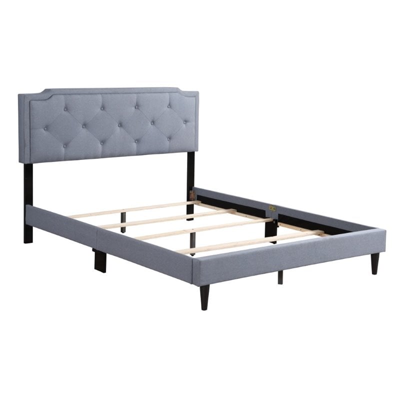 Glory Furniture Deb Fabric Upholstered Full Bed in Blue