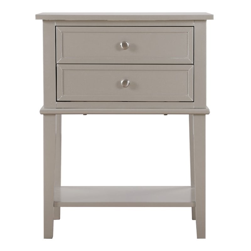 Glory Furniture Newton 2 Drawer Nightstand in Silver Champagne