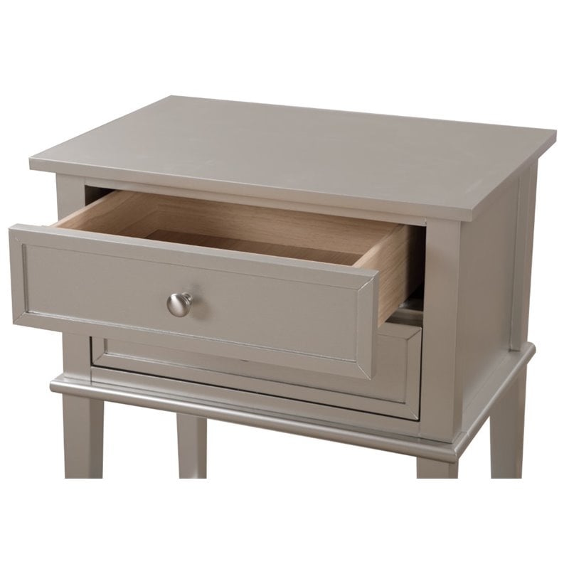 Glory Furniture Newton 2 Drawer Nightstand in Silver Champagne