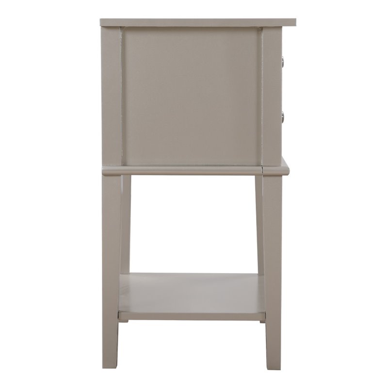 Glory Furniture Newton 2 Drawer Nightstand in Silver Champagne