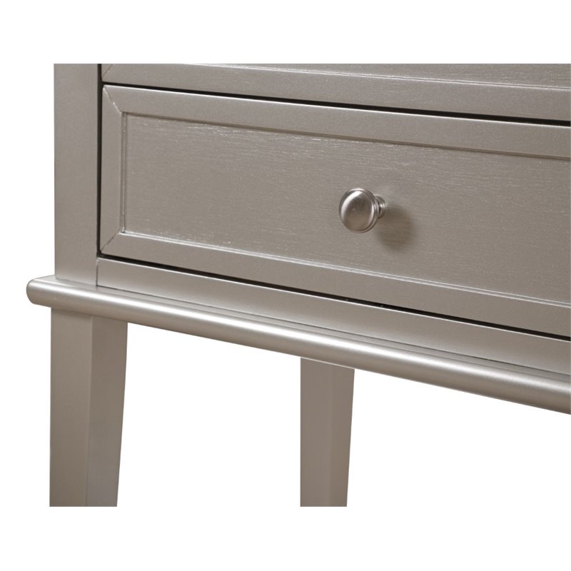 Glory Furniture Newton 2 Drawer Nightstand in Silver Champagne