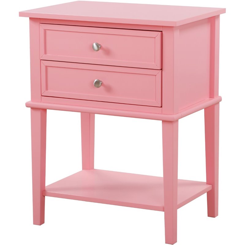 Glory Furniture Newton 2 Drawer Nightstand in Pink