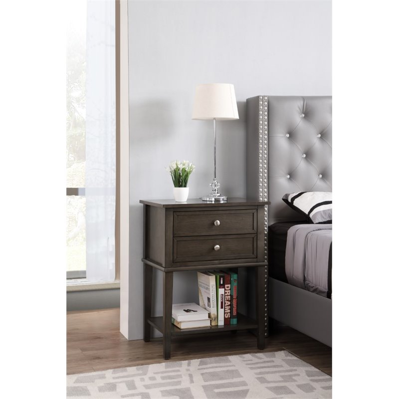 Glory Furniture Newton 2 Drawer Nightstand in Gray