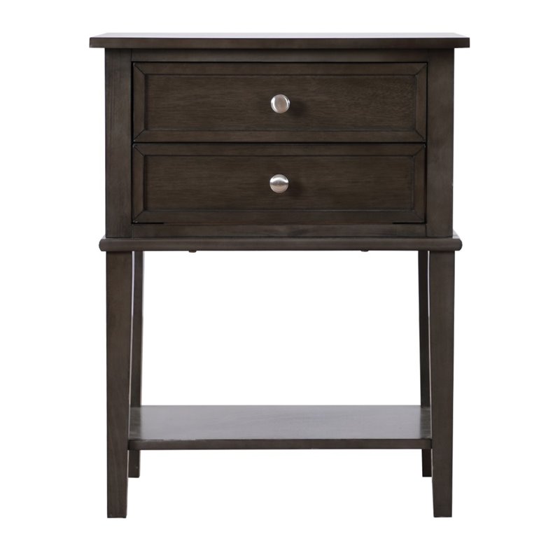 Glory Furniture Newton 2 Drawer Nightstand in Gray