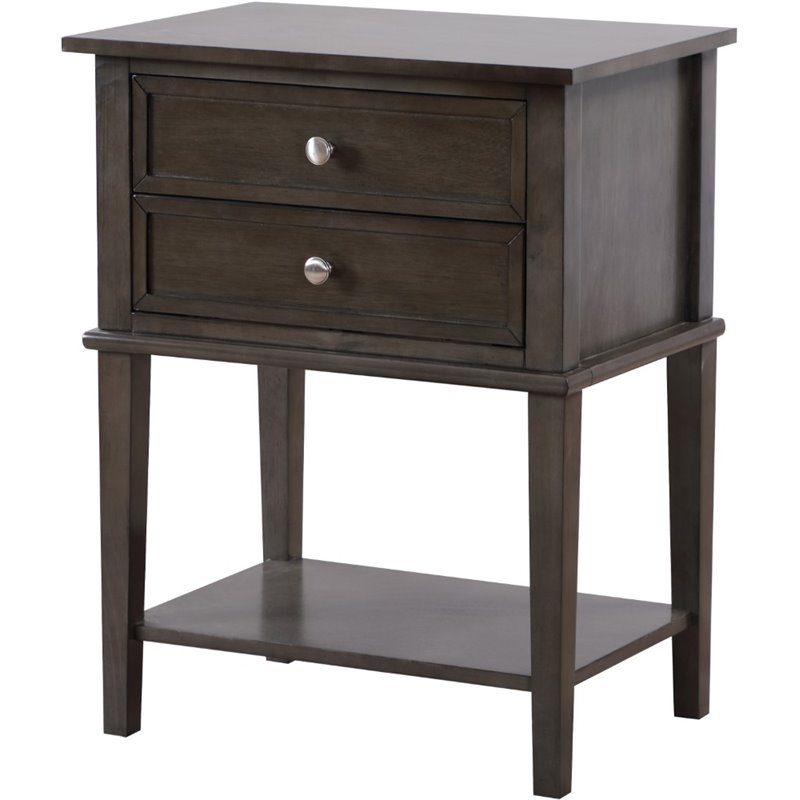 Glory Furniture Newton 2 Drawer Nightstand in Gray