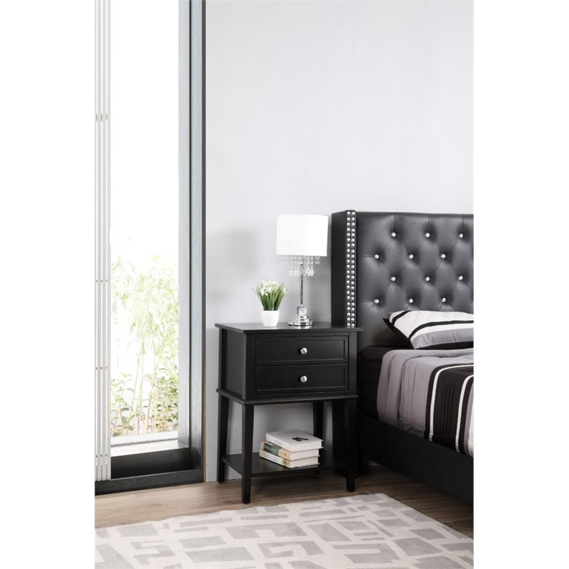 Glory Furniture Newton 2 Drawer Nightstand in Black