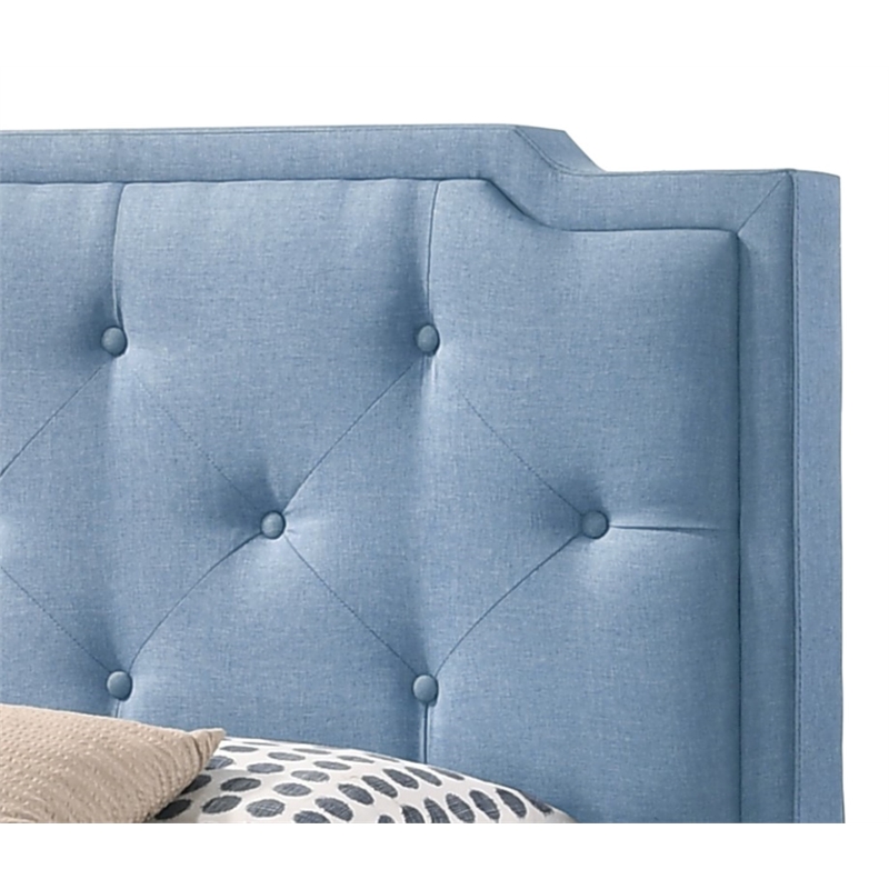 Glory Furniture Deb Fabric Upholstered Twin Bed in Blue