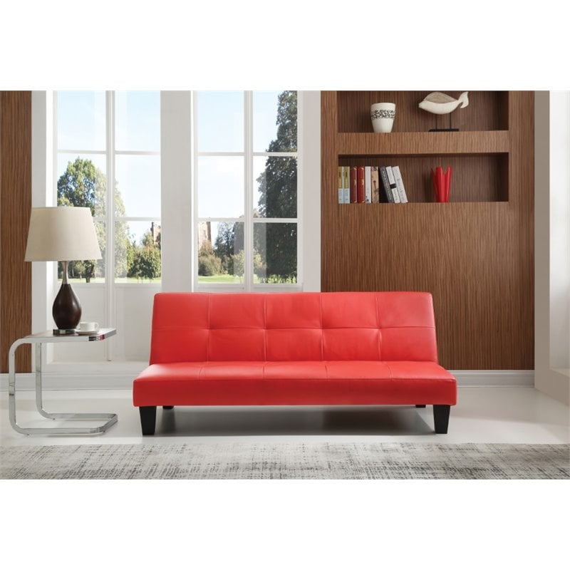 Glory Furniture Alan Faux Leather Sleeper Sofa in Red