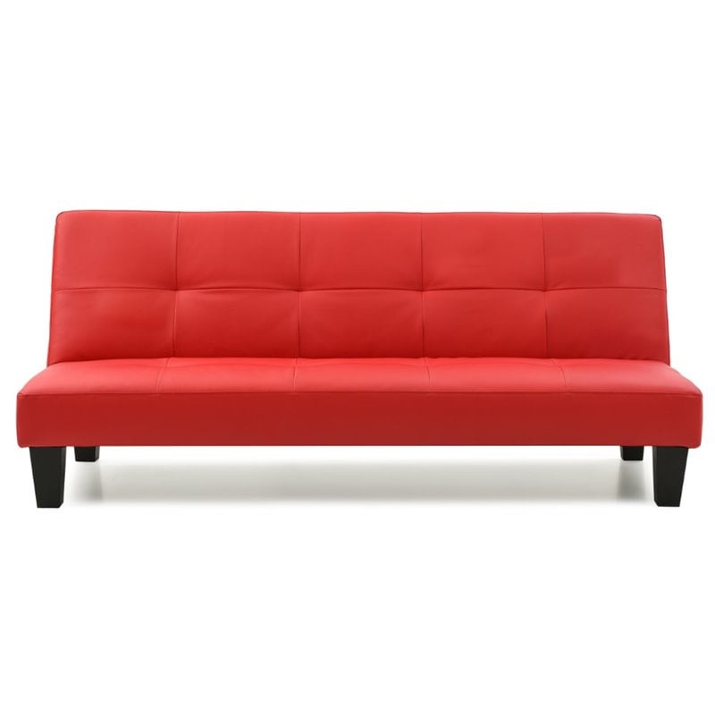 Glory Furniture Alan Faux Leather Sleeper Sofa in Red
