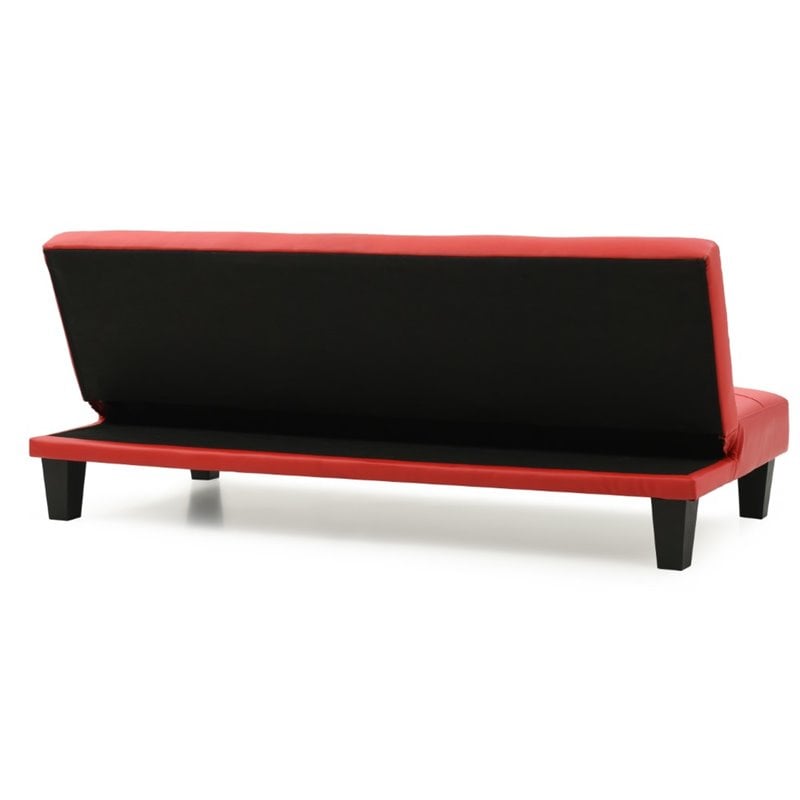 Glory Furniture Alan Faux Leather Sleeper Sofa in Red