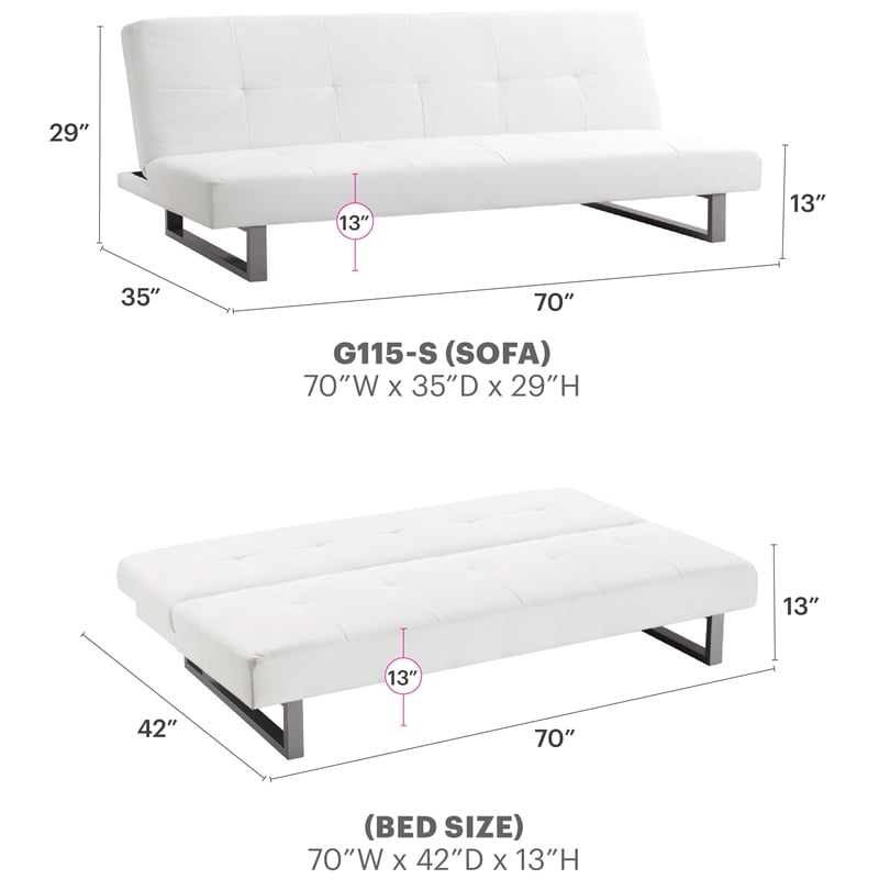 Glory Furniture Chroma Faux Leather Sleeper Sofa in White