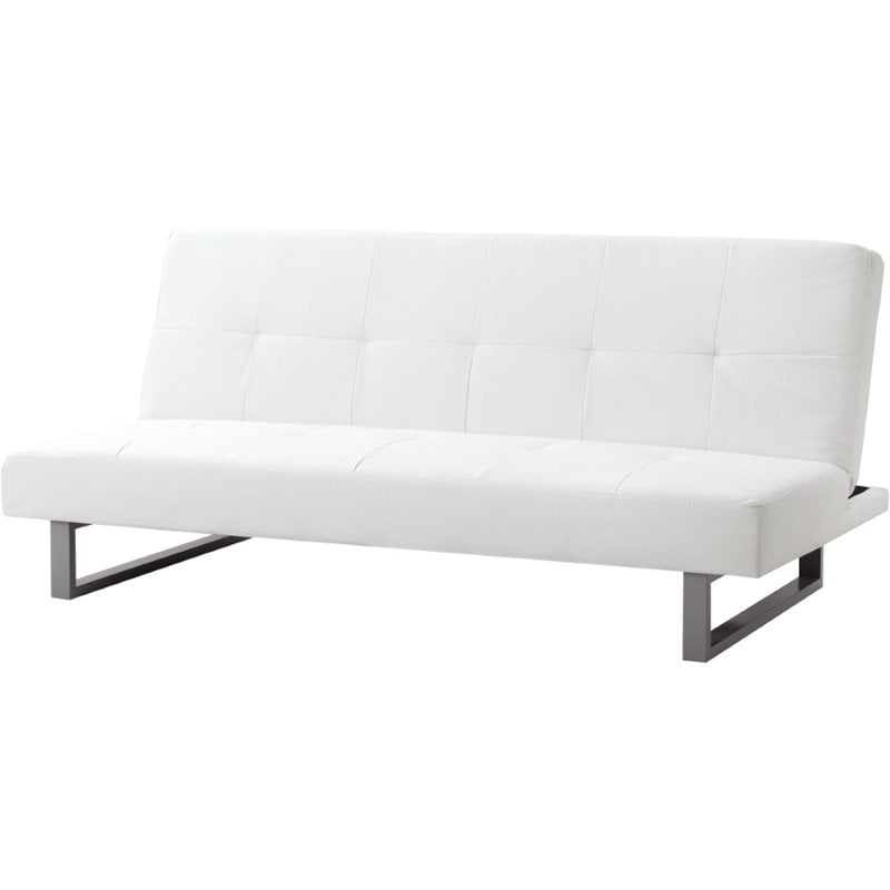 Glory Furniture Chroma Faux Leather Sleeper Sofa in White