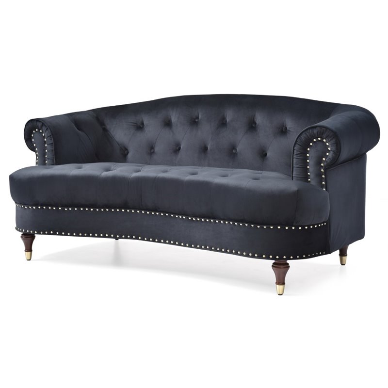 Glory Furniture Beverly Velvet Loveseat in Black Cymax Business