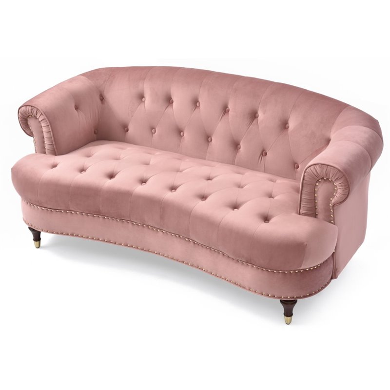Glory Furniture Beverly Velvet Loveseat in Pink Cymax Business