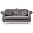 Glory Furniture Hollywood Velvet Upholstered Loveseat in Dark Gray