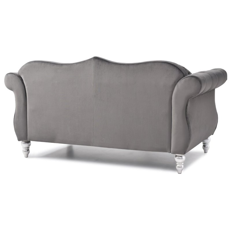 Glory Furniture Hollywood Velvet Upholstered Loveseat in Dark Gray