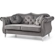 Glory Furniture Hollywood Velvet Upholstered Loveseat in Dark Gray