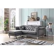 Glory Furniture Hollywood Velvet Sofa Chaise in Dark Gray