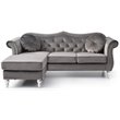 Glory Furniture Hollywood Velvet Sofa Chaise in Dark Gray