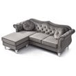 Glory Furniture Hollywood Velvet Sofa Chaise in Dark Gray
