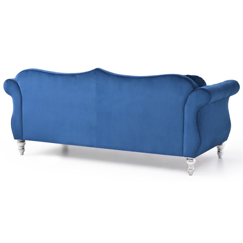 Glory Furniture Hollywood Velvet Sofa in Navy Blue
