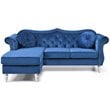 Glory Furniture Hollywood Velvet Sofa Chaise in Navy Blue