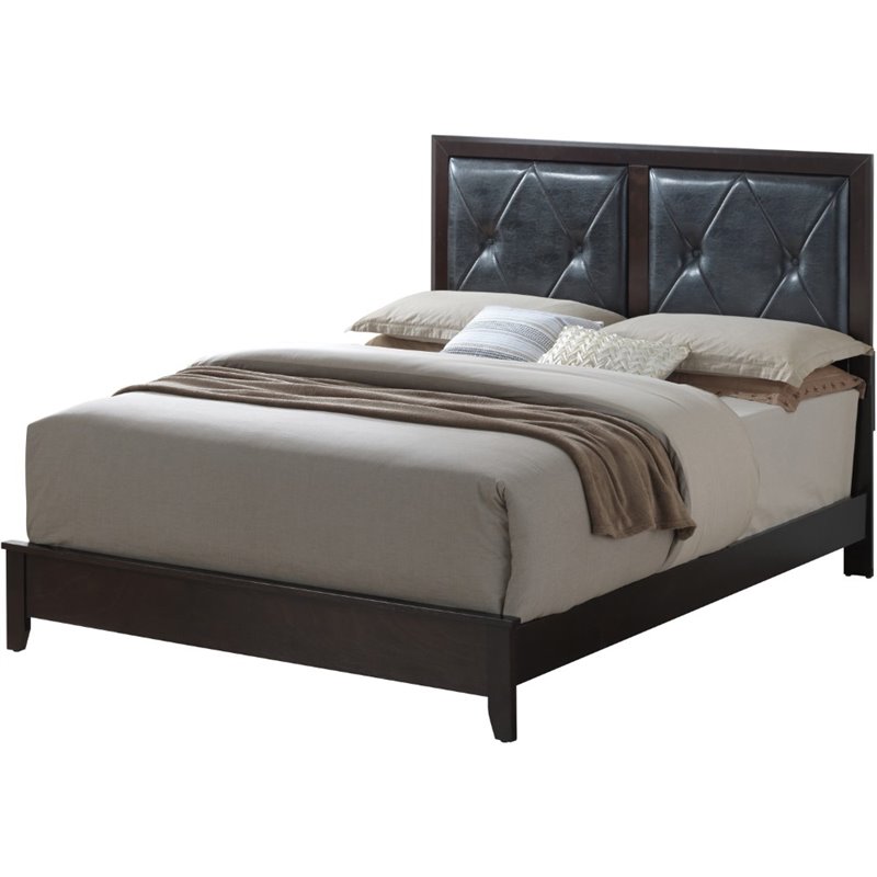 Glory Furniture Primo Faux Leather Upholstered King Panel Bed in Espresso