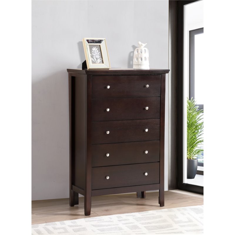 Glory Furniture Primo 5-Drawers Bedroom Chest in Espresso