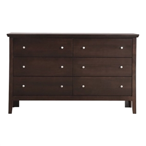 Glory Furniture Primo 6-Drawers Bedroom Dresser in Espresso