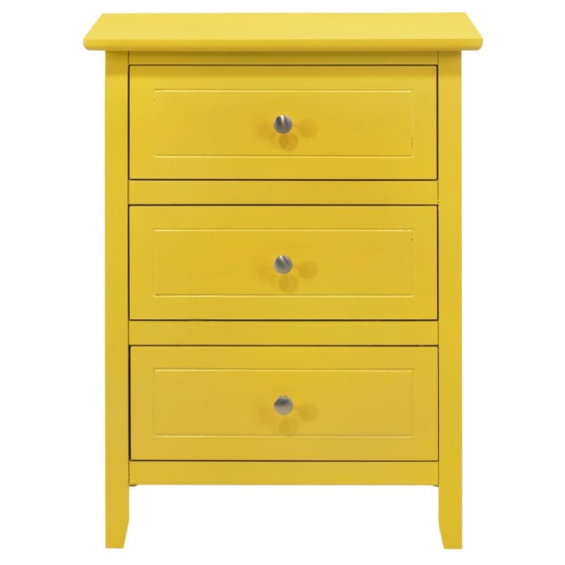 Glory Furniture Daniel 3 Drawer Nightstand in Yellow