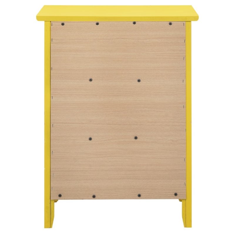 Glory Furniture Daniel 3 Drawer Nightstand in Yellow