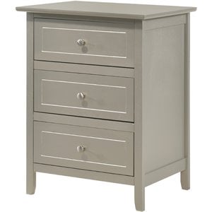 Glory Furniture Daniel 3 Drawer Nightstand in Silver Champagne