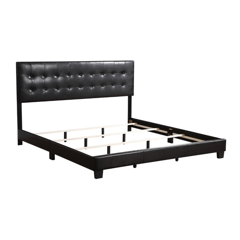 Glory Furniture Caldwell Faux Leather Panel Full Bed in Black