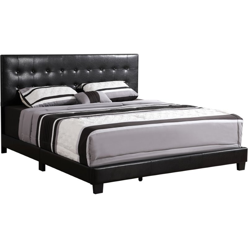 Glory Furniture Caldwell Faux Leather Panel Full Bed in Black