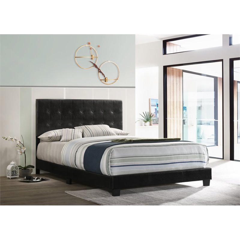 Glory Furniture Caldwell Faux Leather Upholstered Panel King Bed in