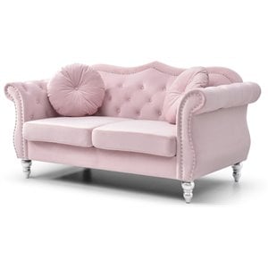 Glory Furniture Hollywood Velvet Loveseat in Pink