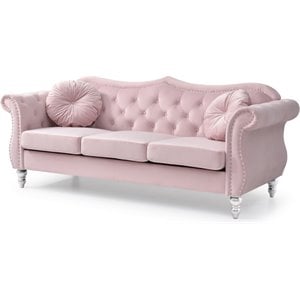 Glory Furniture Hollywood Velvet Sofa in Pink