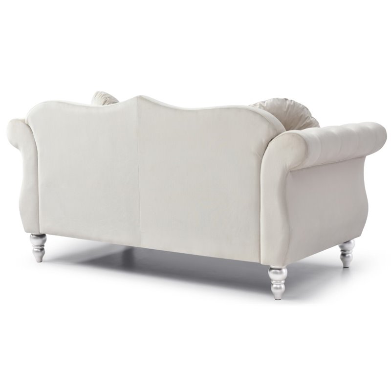 Glory Furniture Hollywood Velvet Loveseat in Ivory