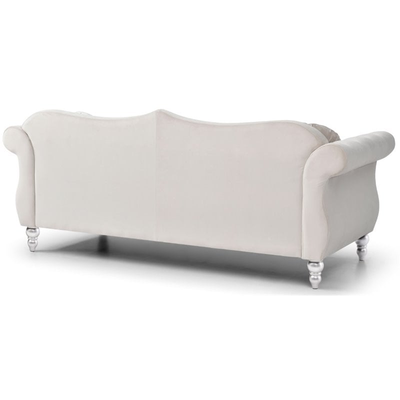 Glory Furniture Hollywood Velvet Sofa in Ivory