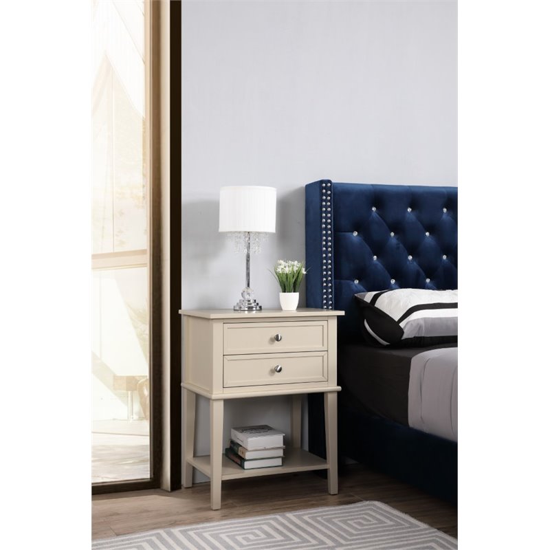 Glory Furniture Newton 2 Drawer Nightstand in Beige