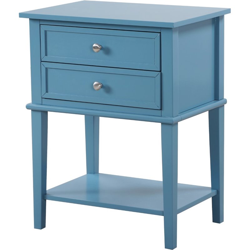 Glory Furniture Newton 2 Drawer Nightstand in Teal