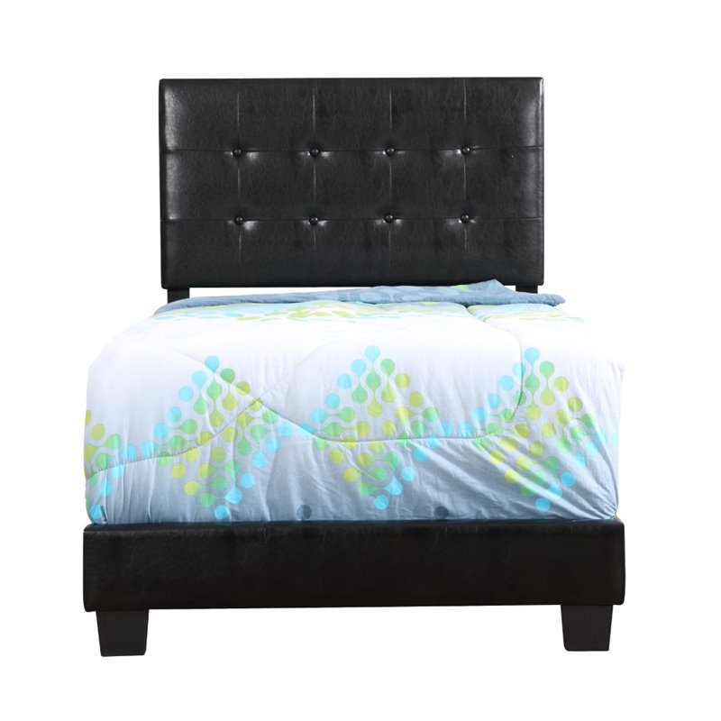 Glory Furniture Caldwell Faux Leather Panel Twin Bed in Black