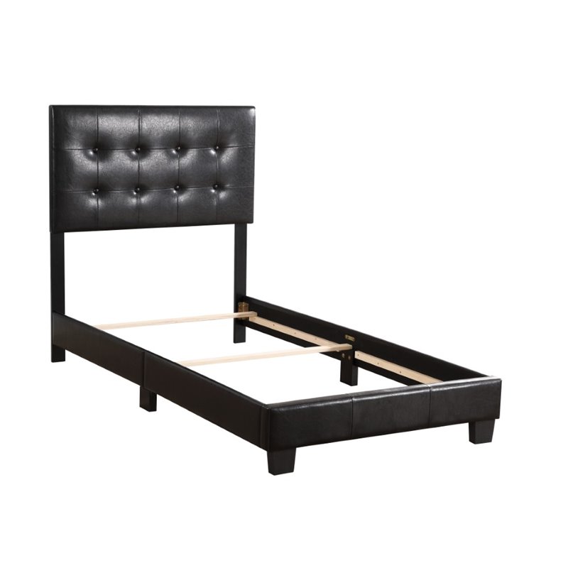 Glory Furniture Caldwell Faux Leather Panel Twin Bed in Black