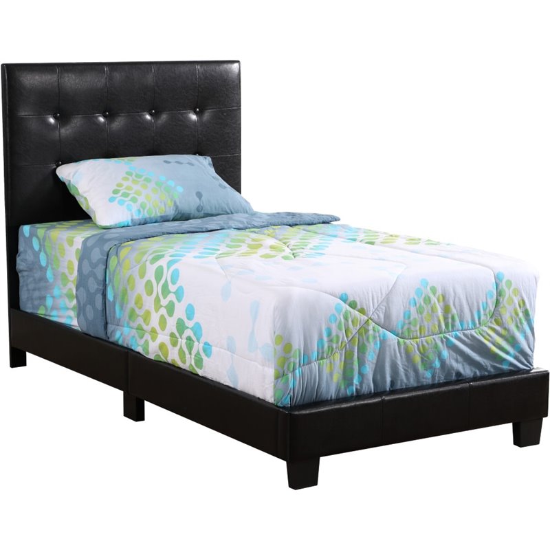 Glory Furniture Caldwell Faux Leather Panel Twin Bed in Black