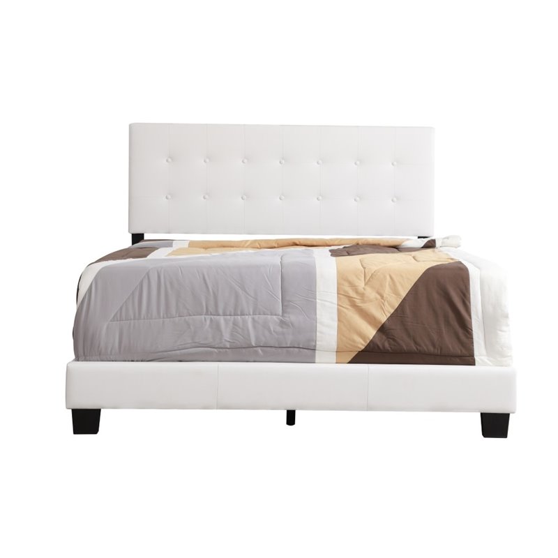 Glory Furniture Caldwell Faux Leather Panel Queen Bed in White