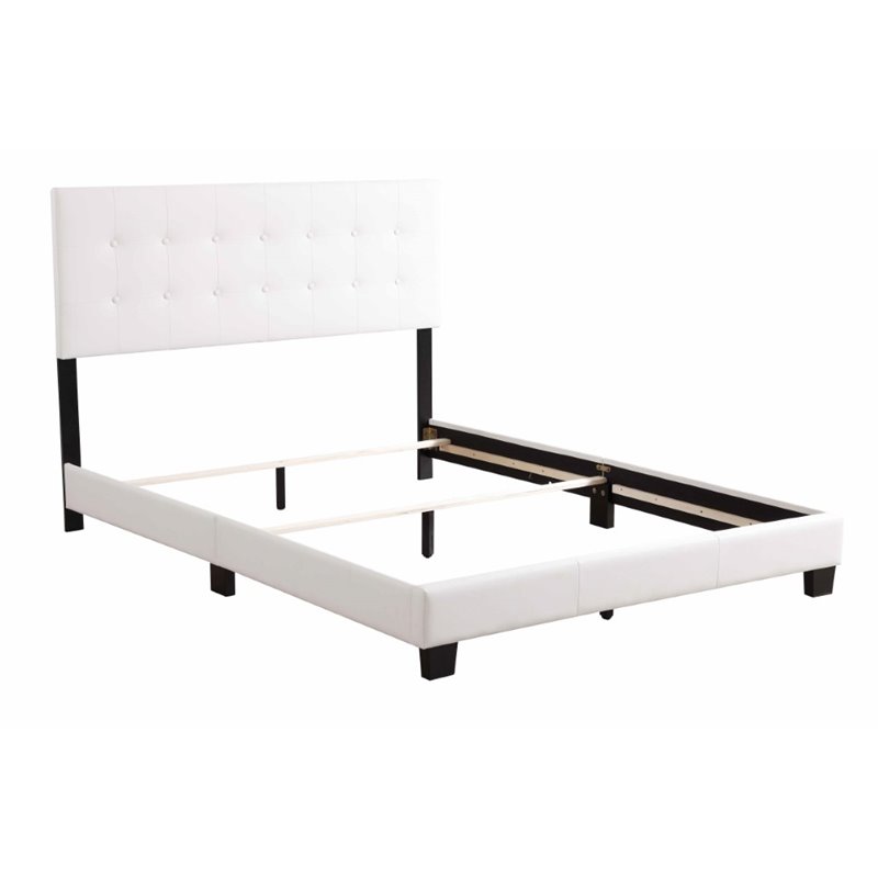 Glory Furniture Caldwell Faux Leather Panel Queen Bed in White