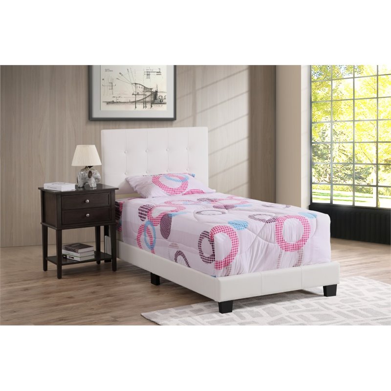 Glory Furniture Caldwell Faux Leather Panel Twin Bed in White
