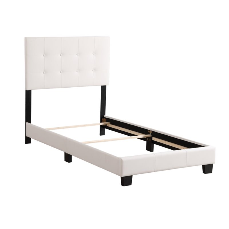 Glory Furniture Caldwell Faux Leather Panel Twin Bed in White