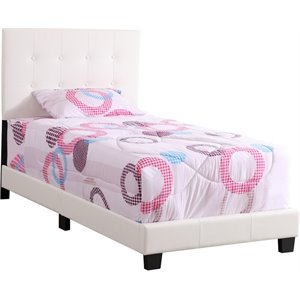 Glory Furniture Caldwell Faux Leather Panel Twin Bed in White